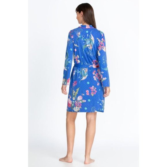 Johnny Was Revive Blue Floral Long Sleeve Sleep Wear Robe Home Lounge Flower New - Picture 3 of 9